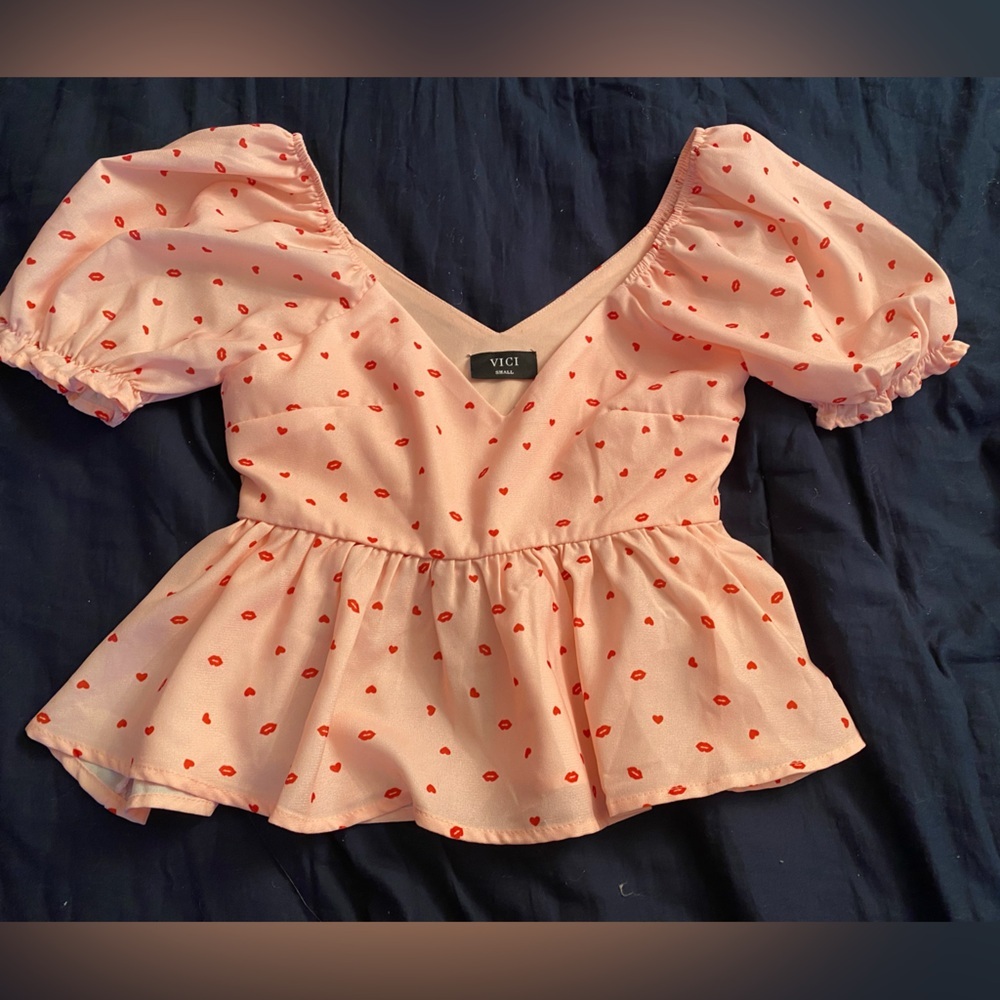 Vici Pink and Red Patterned Blouse - Picture 8 of 10